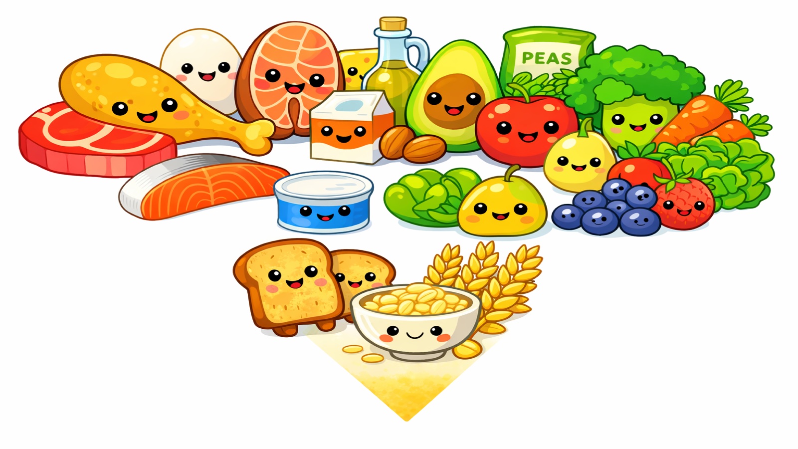 Inverted food pyramid graphic representing the 2025–2030 U.S. Dietary Guidelines reset