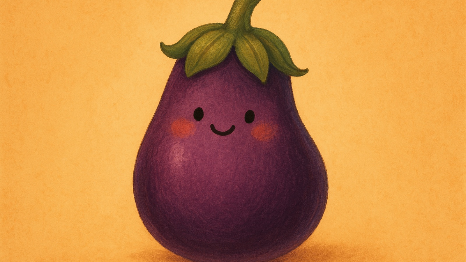 Glossy purple eggplants of various sizes arranged on a rustic wooden surface