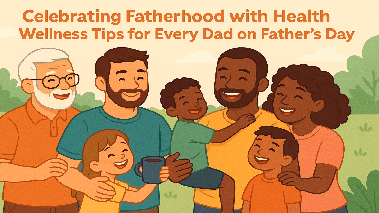 Father's Day wellness illustration celebrating health tips for every dad