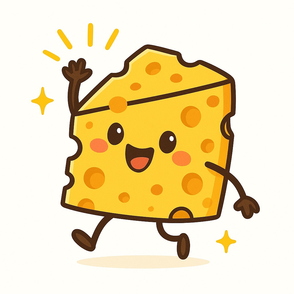Cheerful cartoon cheese celebrating National Cheese Day